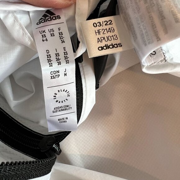 adidas Women's Logo Running Windbreaker Hoodie XS Black White HF2149 - Picture 11 of 13